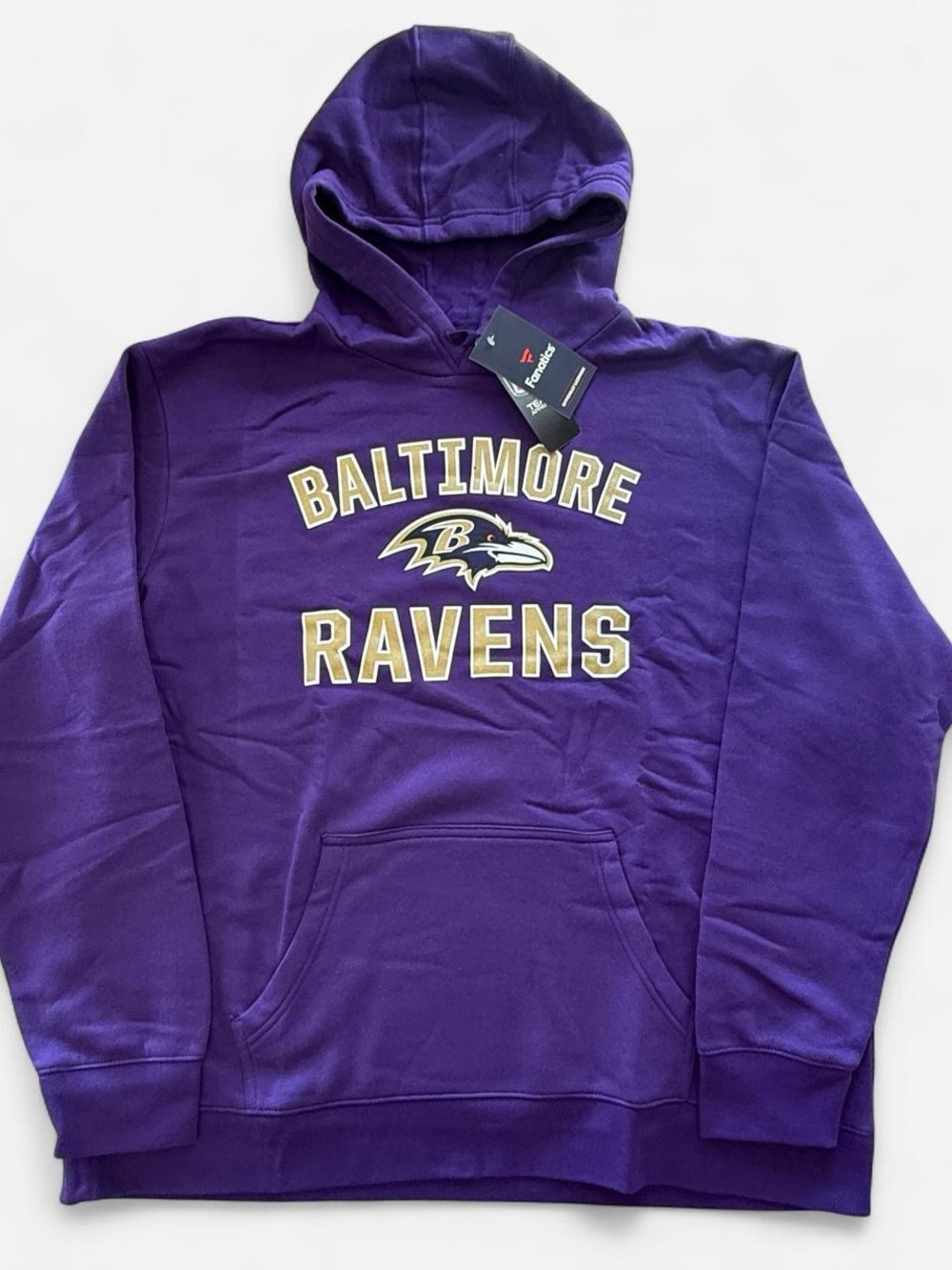 NWT Fanatics Baltimore Ravens Men's Hoodie Sweatshirt Purple 2XL Graphic Logo